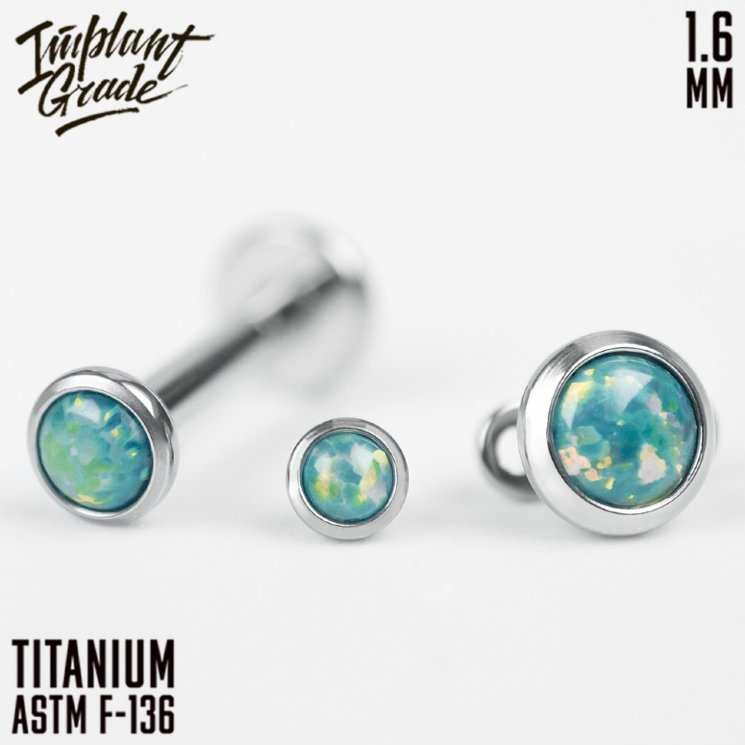 Накрутка с опалом 02 Implant grade 1.6 мм титан