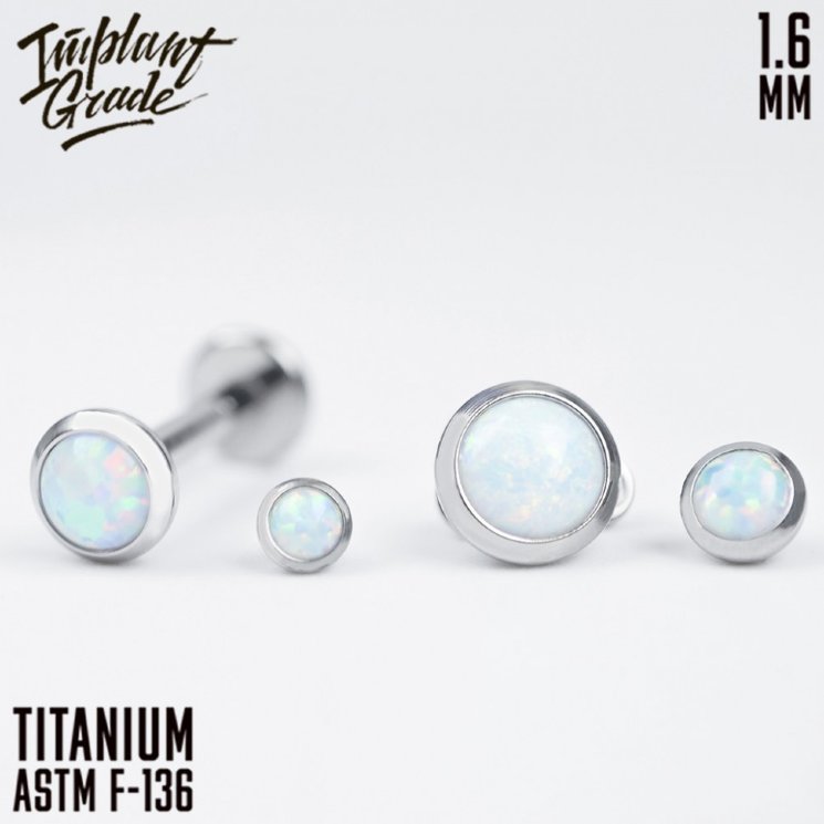 Накрутка с опалом 17 Implant grade 1.6 мм титан