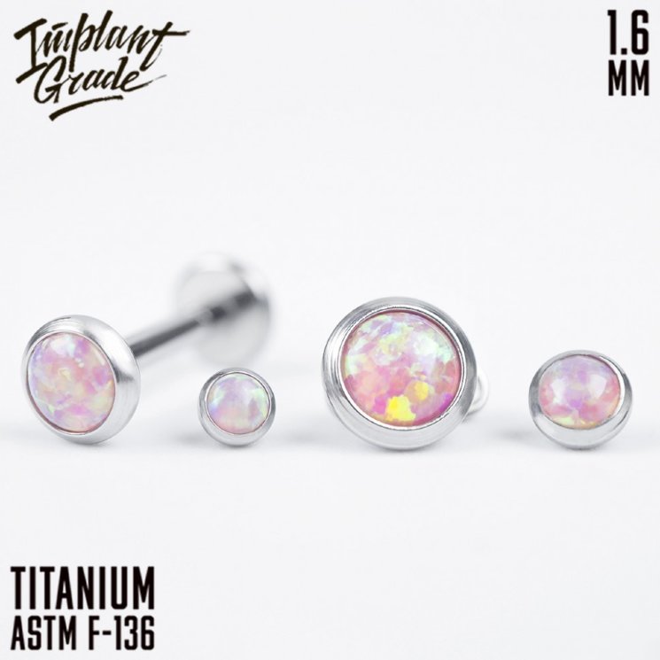 Накрутка с опалом 24 Implant grade 1.6 мм титан