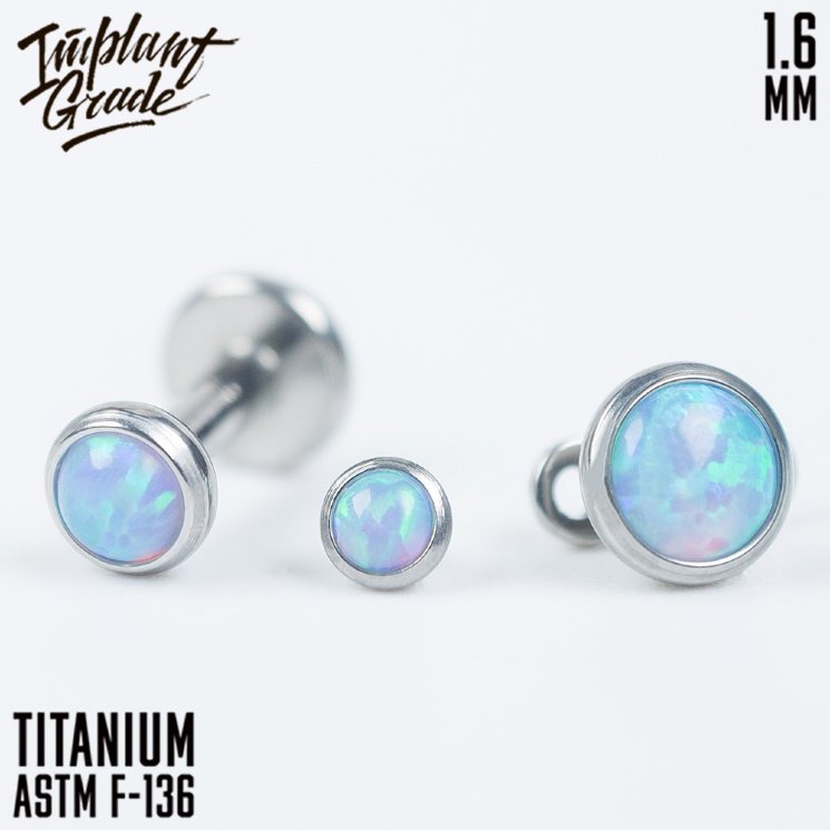Накрутка с опалом 06 Implant Grade 1.6 мм титан
