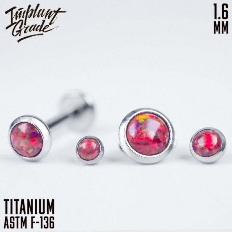 Накрутка с опалом 45 Implant grade 1.6 мм титан