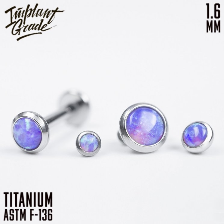 Накрутка с опалом 51 Implant grade 1.6 мм титан