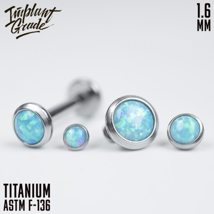 Накрутка с опалом 73 Implant grade 1.6 мм титан