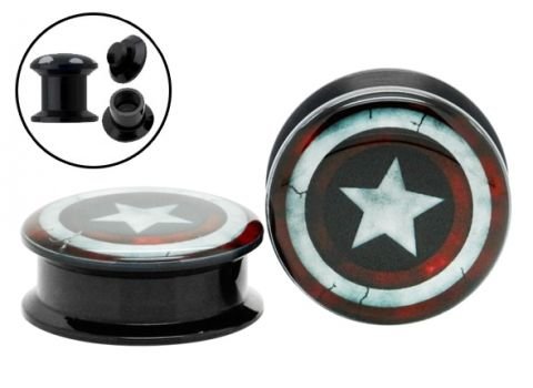 Плаги из акрила Капитан Америка с внутренней резьбой (шт)