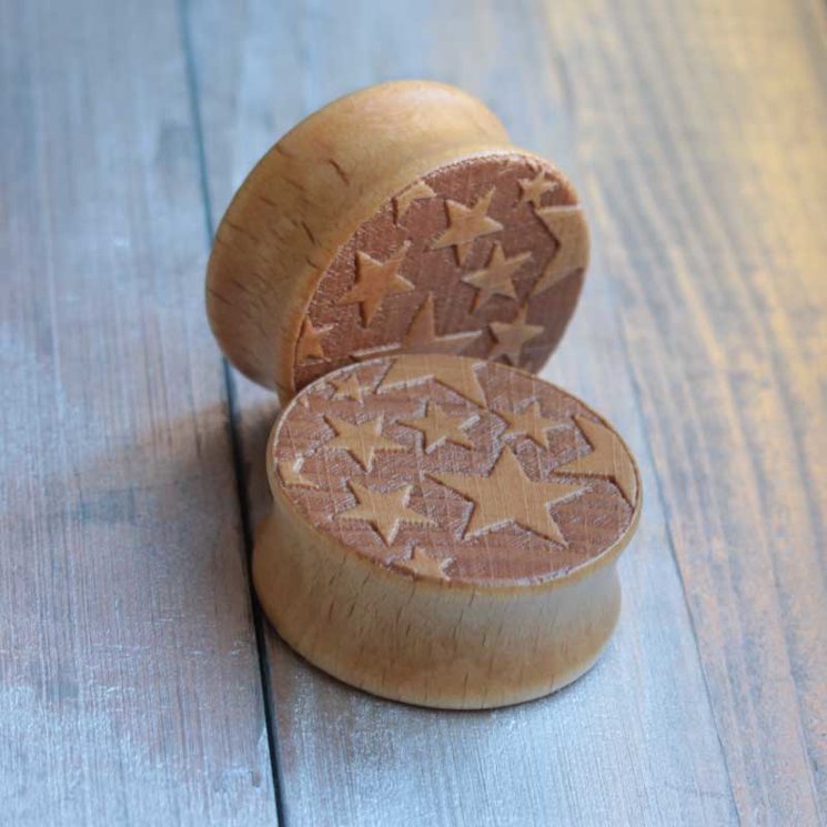 Плаги из дерева Stars pattern (шт)