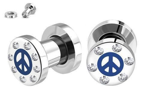 Плаги Peace с прозрачными кристаллами (шт)