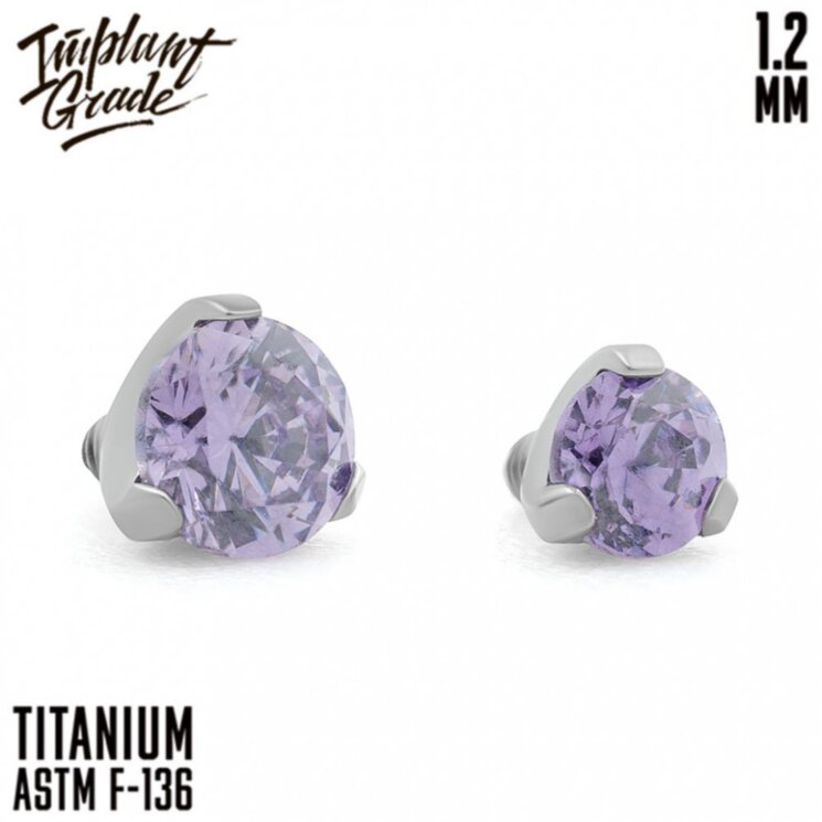 Накрутка Фианит Amethyst Implant Grade 1.2 мм титан