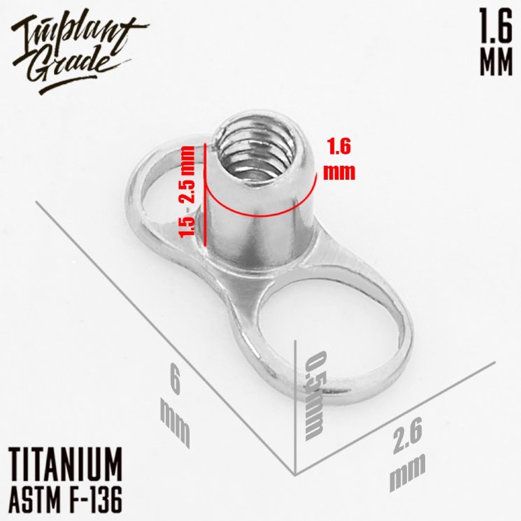 Микродермал якорь Implant Grade 1.6 мм титан