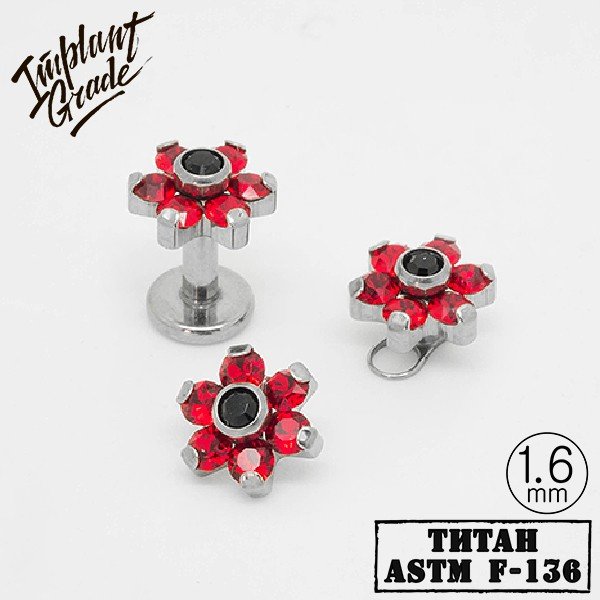 Накрутка Цветок black-red Vampire Implant Grade 1.6мм титан