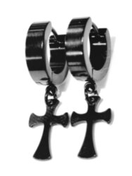 Серьги с крестом 9х13мм чёрные (шт)