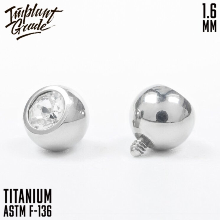Накрутка Шар Фианит Implant Grade 1.6 мм титан