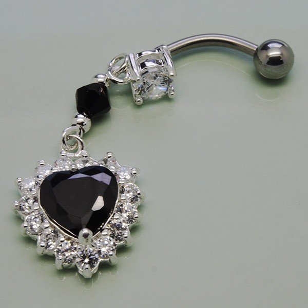 Пирсинг в пупок Black heart (Брак)