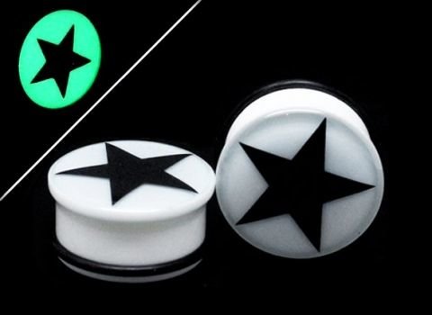 Плаги из акрила Black star светящиеся в темноте с резинкой (шт)