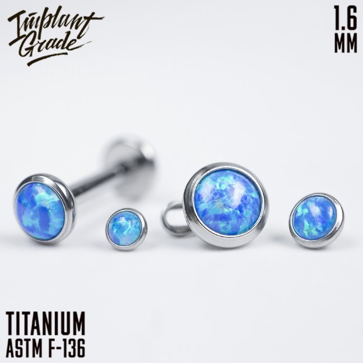 Накрутка с опалом 05 Implant Grade 1.6 мм титан