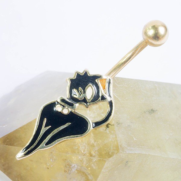 Пирсинг в пупок Black cat