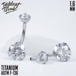 Пирсинг в пупок Pure Crystal Implant Grade 1.6 мм титан